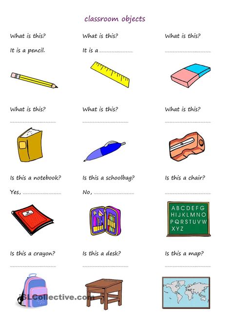 Things in Classroom Worksheet