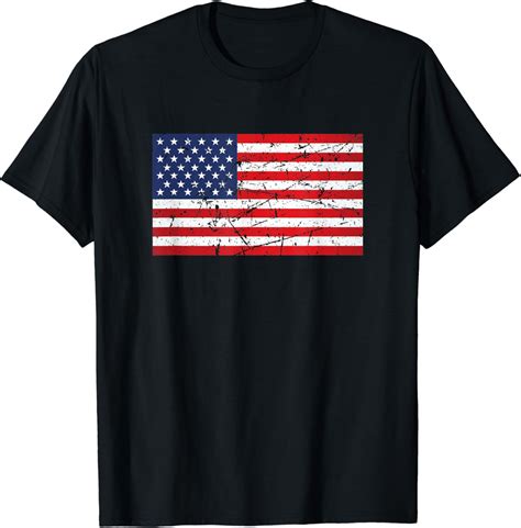 Retro Vintage American Flag T-Shirt : Amazon.co.uk: Fashion