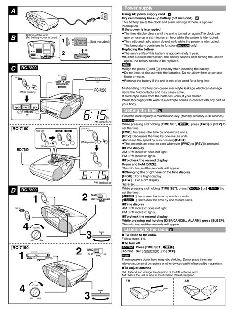 PDF manual for Panasonic Clock Radio RC-7200