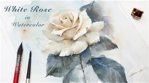 How to Paint a White Rose in Watercolor Tutorial - YouTube