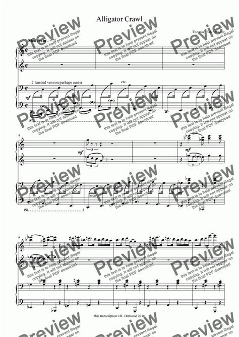 Waller - Alligator Crawl for piano duet (4 hands 1 piano) - Buy PDF