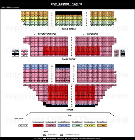 Shaftesbury Theatre London seat map and prices for & Juliet the Musical