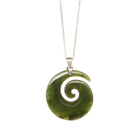 New Zealand Pounamu Medium Silver Bale Koru Necklace | Mountain Jade New Zealand