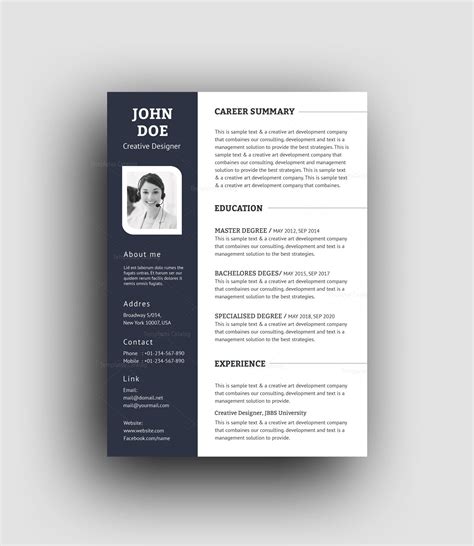 PSD Elegant Professional Resume Template 001457 - Template Catalog