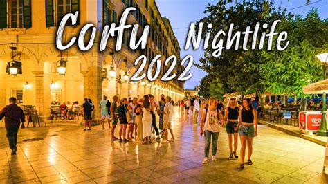 Corfu Greece, nightlife of Corfu (Kerkyra) It's vibrant, romantic and busy! walking tour 4k ...