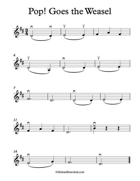 Free Violin Sheet Music – Pop! Goes The Weasel – Michael Kravchuk