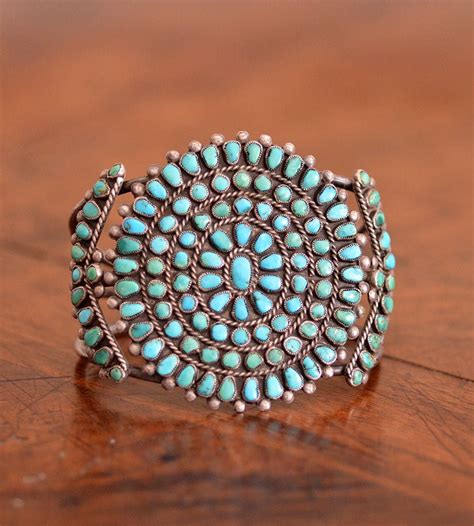 Gorgeous Navajo Turquoise Cluster Bracelet | Silver Plume