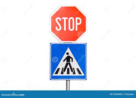 Stop Sign With A Pedestrian Crossing Stock Photo - Image: 41656436