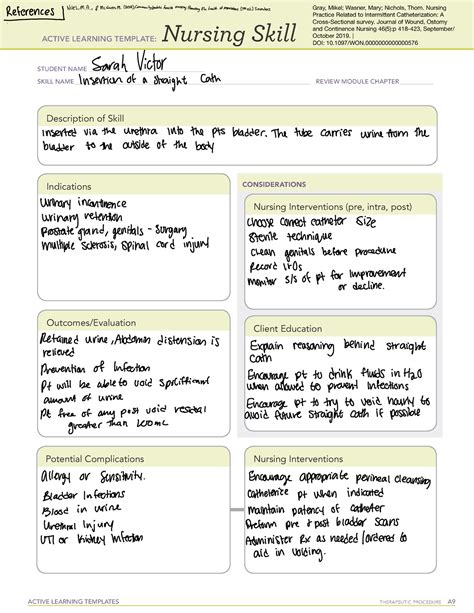 Nursing skill insurtion of a straight cath - ACTIVE LEARNING TEMPLATES THERAPEUTIC PROCEDURE A ...