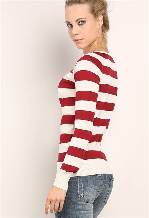 Stripe Round Neck Sweaters | Shop Old Sweaters & Cardigans at Papaya ...