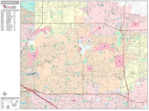 Fullerton California Wall Map (Premium Style) by MarketMAPS