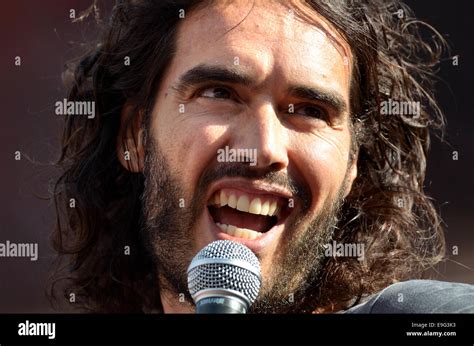 Russell Brand, comedian, speaking at The People's Assembly ...