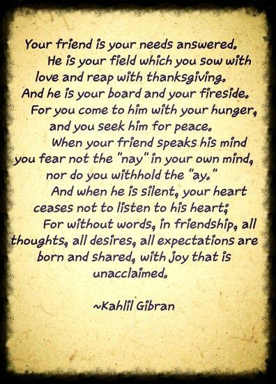 Kahlil Gibran friendship | Kahlil gibran, Great quotes, Wise words