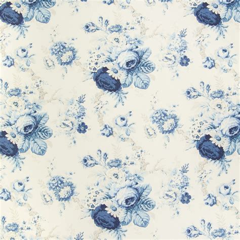Cornflower Blue Floral Made in USA Upholstery Fabric