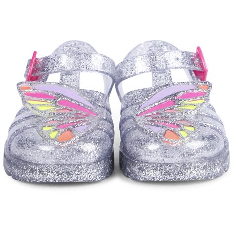 Sophia Webster Girls Glitter Jelly Sandals in Silver | BAMBINIFASHION.COM