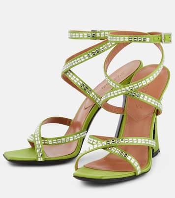 Carre embellished satin sandals in green - D Accori | Mytheresa