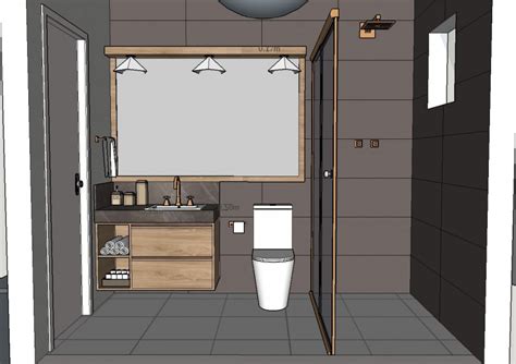 Modern bathroom 3d design with interior cad drawing details skp file - Cadbull