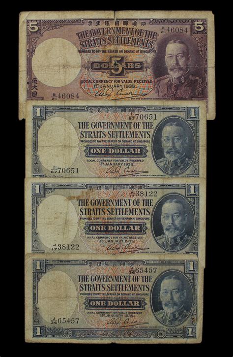 NumisBids: Mowbray Collectables Auction 32, Lot 491 : WORLD BANKNOTES, STRAITS SETTLEMENTS (4 ...