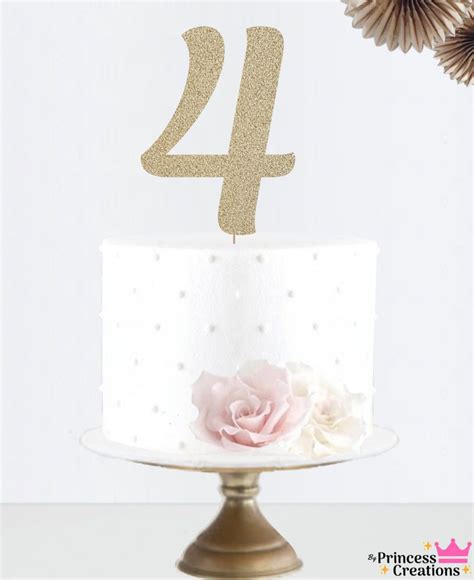 Glitter 4 Cake Topper Four Cake Topper Age Cake Topper Number Cake ...