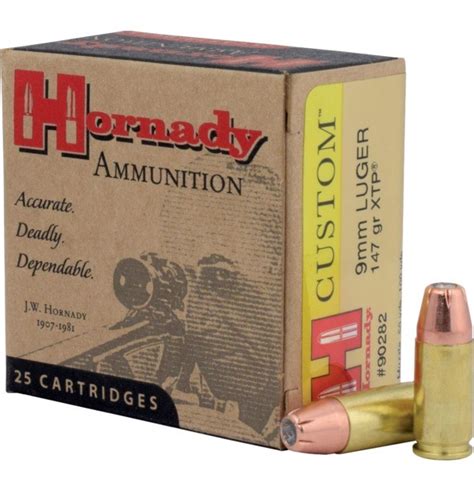 Hornady Ammunition Custom Pistol 9mm LUGER 147Grn XTP 25 Pack HORN ...