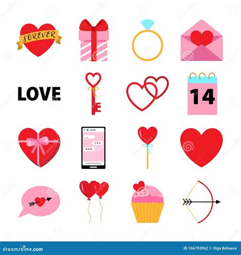 Vector Set of Love Symbols for Happy Valentines Day Stock Vector ...