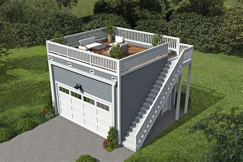 Plan 68705VR: Detached Garage Plan with Rooftop Deck | Garage plans detached, Garage house plans ...