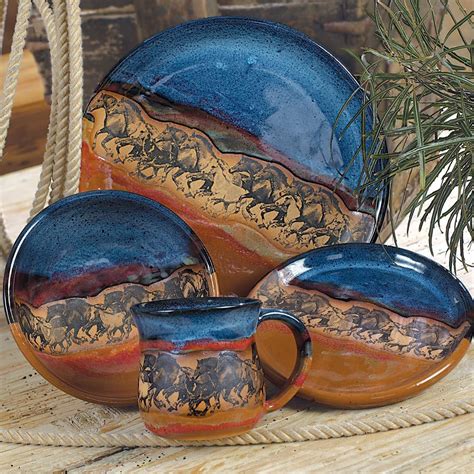 Wild Horses Pottery Dinnerware (4 pcs) - BACKORDERED Until 4/7/2021 | Rustic dinnerware, Western ...