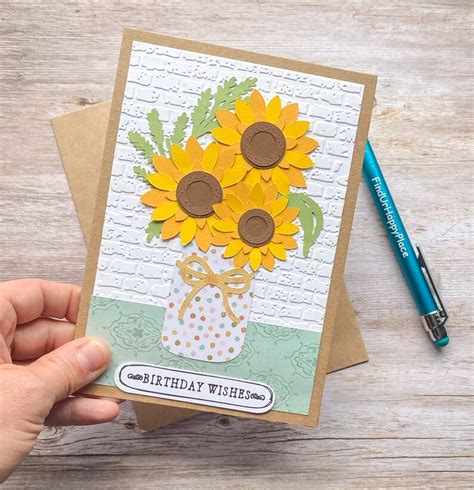 Floral Birthday Card Birthday Card With Sunflowers Birthday | Etsy