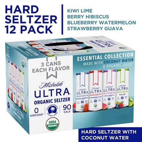 Michelob ULTRA Organic Hard Seltzer Coconut Water Variety Pack, 12 Pack ...