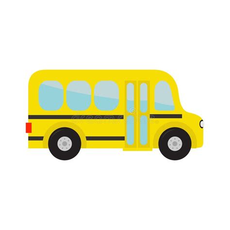 Vector Cartoon Yellow School Bus Side View Stock