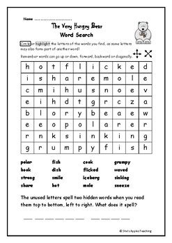 The Very Hungry Bear Word Search by She's Apples Teaching | TPT