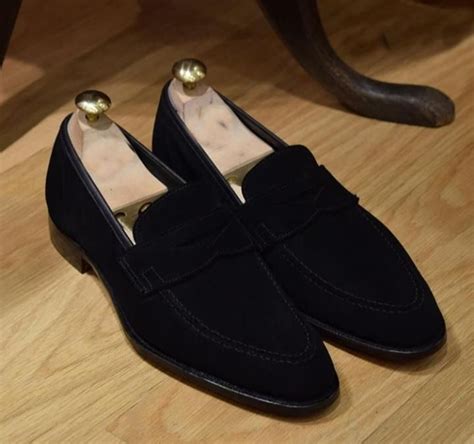 Black Penny Loafers Suede Men's Shoes | Black suede shoes, Penny ...