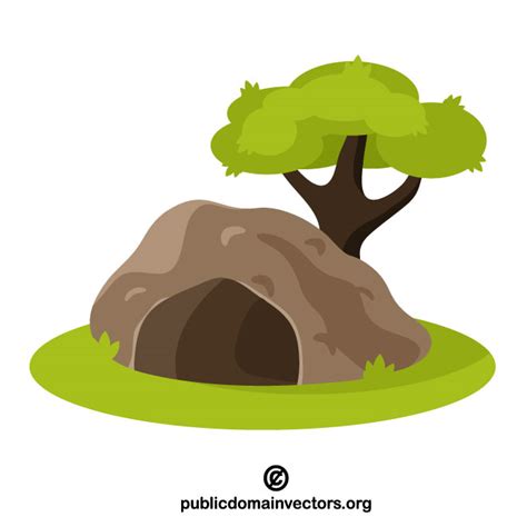 Cave under the tree clip art Royalty Free Stock SVG Vector and Clip Art