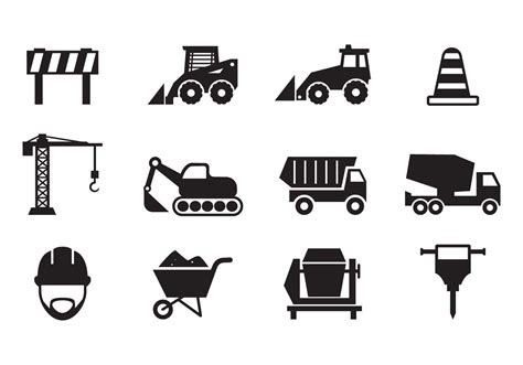 Set of Free Construction Icons Vector | Construction logo, Free vector ...