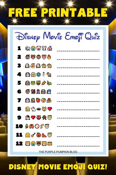 Free Printable Disney Movie Emoji Quiz Sheets