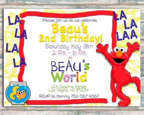 Elmo's World Birthday Invitation Elmo ANY AGE Sesame | Birthday invitations, Sesame street ...