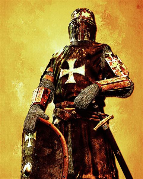 Portrait Of A Templar Knight Digital Art by KaFra Art - Pixels