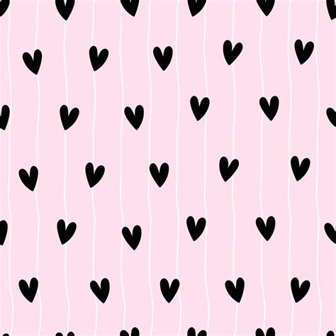 Seamless valentine pattern love day background black hearts on pink background Use for print ...