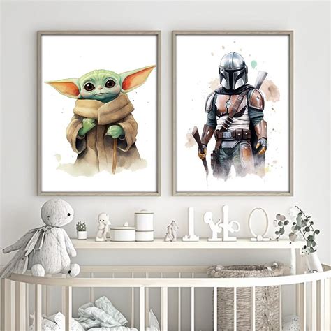 The Mandalorian Poster Set Din Djarin and Grogu Mandalorian - Etsy