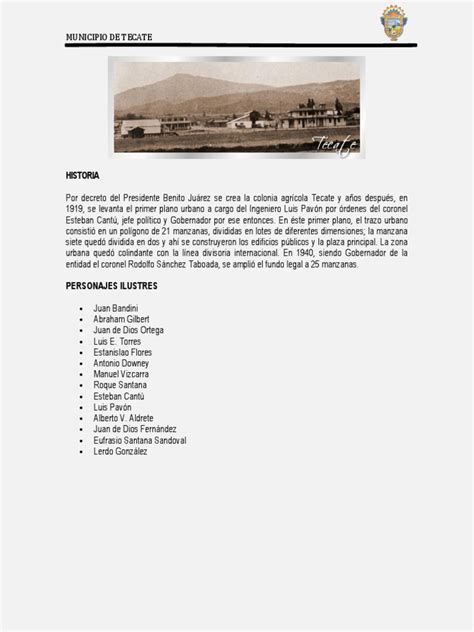 Historia de Tecate Baja California | PDF