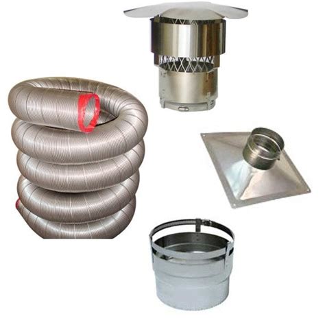 8" x 15' 316Ti Stainless Steel Chimney Liner Kit with Insert Connector ...