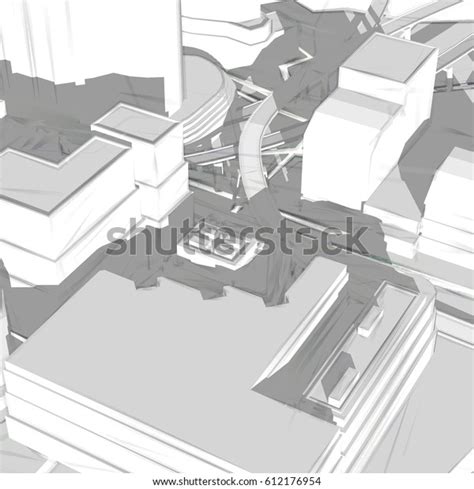 3d Illustration Sketch City Top View Stock Illustration 612176954 | Shutterstock