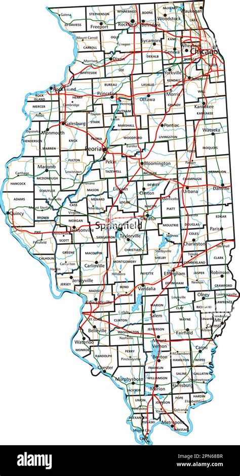 Illinois road and highway map. Vector illustration Stock Vector Image ...