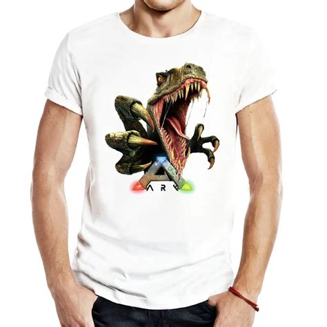 Ark Survival Evolved T Shirts video game Gaming T Shirts Tees Men Unisex Casual Novelty dino ...