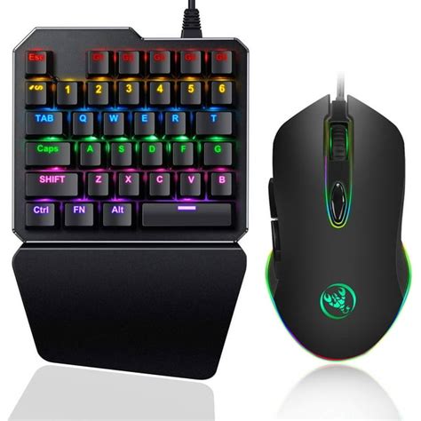 Gaming Keyboard and Mouse Combo,One-handed Blue Switch Mechanical Keyboard & Mouse Set w/ 12 ...