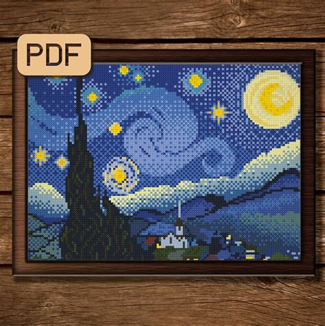 Van Gogh Starry Night Cross Stitch Pattern Painting Cross - Etsy Norway