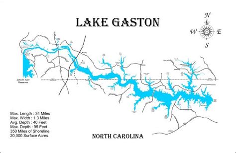 Lake Gaston, NC - Laser Cut Wood Map