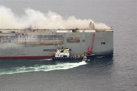 Fire on car carrier ablaze off Dutch coast now less intense | Reuters