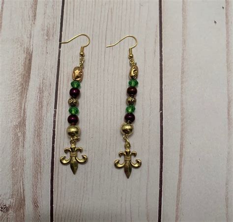 Mardi Gras Earrings | Etsy | Etsy earrings, Beaded tassel earrings ...