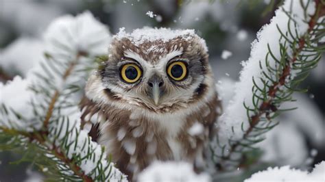 Wallpaper Owl, pines, snow, cute animals, funny, Animals #4742